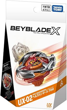 Takara Tomy Beyblade X UX-02 Starter Hell's Hammer 3-70H - Lançador de Takara Tomy Beyblade X UX-02 Starter Hell's Hammer 3-70H - Lançador de