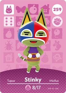 259 Stinky Authentic Animal Crossing Amiibo Card - Series 3