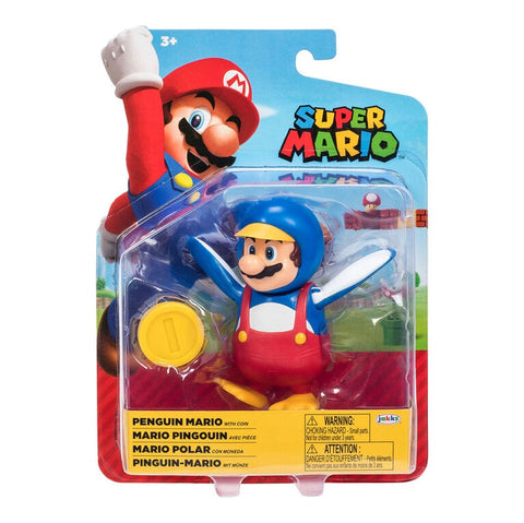 Super Mario - Penguin Mario with Coin 4" Figure [Jakks Pacific]