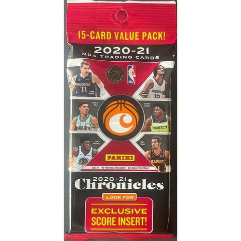 2020-21 Panini Chronicles NBA Basketball Cello 15-Card Value Pack! (Fat Jumbo Pack)