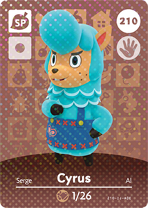 210 Cyrus SP Authentic Animal Crossing Amiibo Card - Series 3