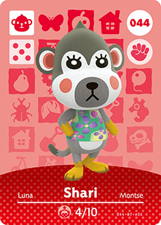 Carte Amiibo Animal Crossing, 044 Luna / Shari, Série 1, EUR, Near Mint
