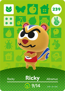 239 Ricky Authentic Animal Crossing Amiibo Card - Series 3