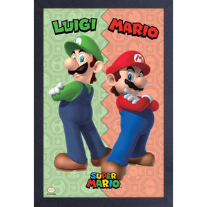 Super Mario Mario & Luigi Duo Vertical 11″ x 17″ Framed Print [Pyramid America]