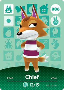 086 Chief Authentic Animal Crossing Amiibo Card - Series 1