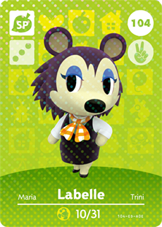 104 Labelle SP Authentic Animal Crossing Amiibo Card - Series 2