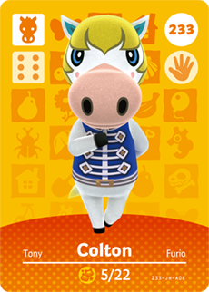 233 Colton Authentic Animal Crossing Amiibo Card - Series 3