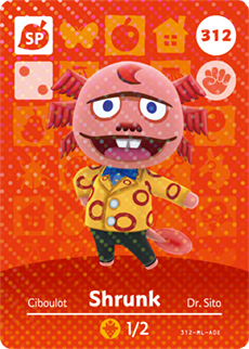 312 Shrunk SP Authentic Animal Crossing Amiibo Card - Series 4