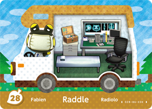 #28 Raddle - Authentic Animal Crossing Amiibo Card - New Leaf: Welcome Amiibo Series