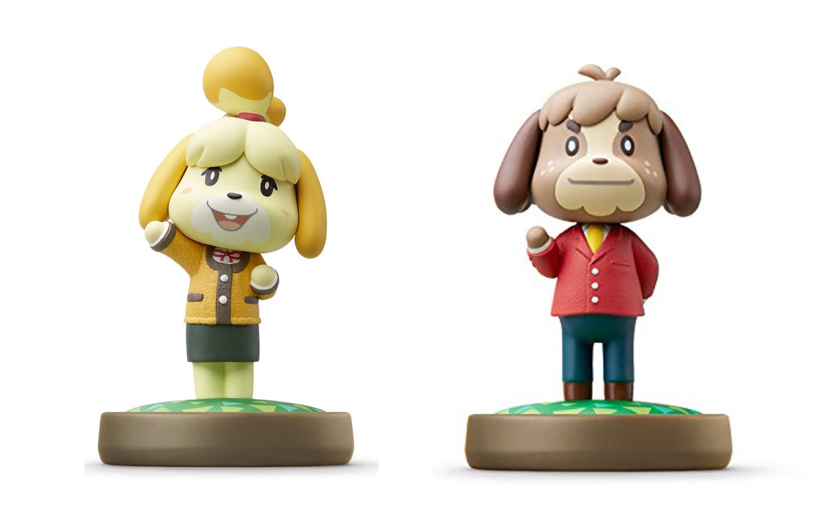 Isabelle Winter Outfit and Digby Amiibo Figure Lot (Animal