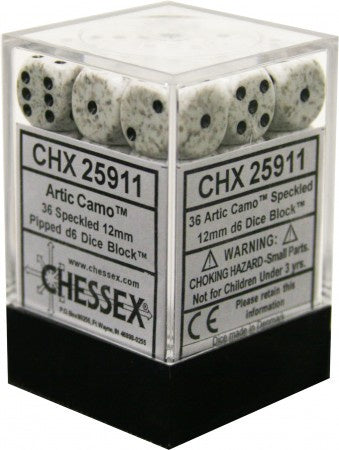 Chessex - Speckled 36D6-Die Dice Set - Artic Camo 12MM