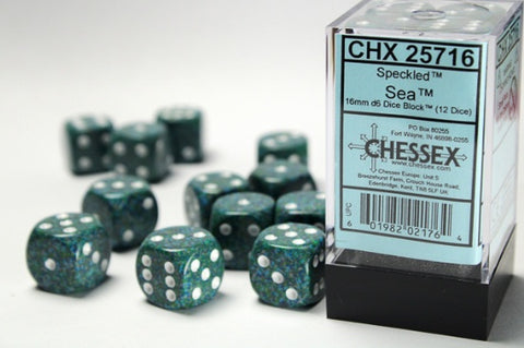 Chessex - Speckled 12D6-Die Dice Block Set - Sea 16MM