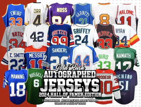 2024 Gold Rush Hall of Fame Autographed Multi-Sport Jersey Edition (1 Random Autographed & Authenticated Jersey Per Blind Box)