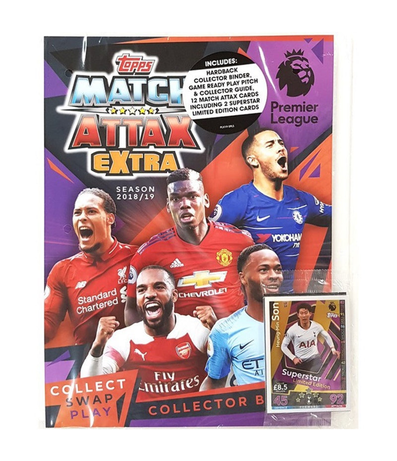 2018-19 Topps Match Attax Extra EPL Cards – Starter Pack (Album, 12 Cards + 2 LE)