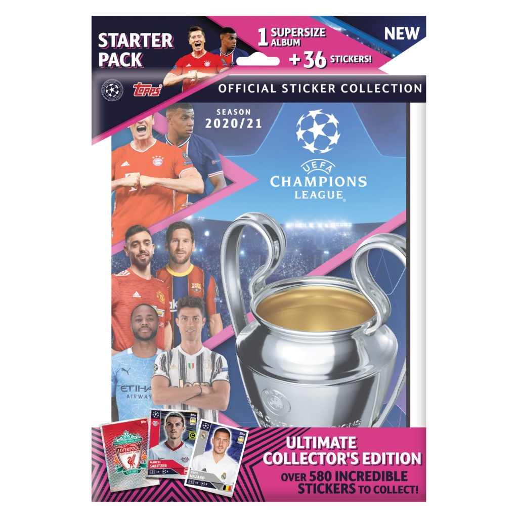 2020-21 Topps UEFA Champions League Stickers – Starter Pack (Album, 36 Cards)