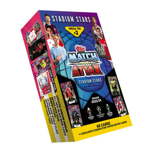 2023-24 Topps Match Attax UEFA Champions League Cards - Stadium Stars Mega Tin #2 Blue (66 Cards + 4 LE)