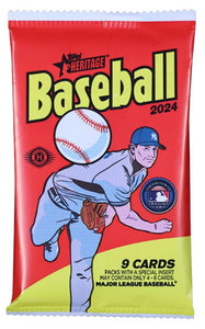 2024 Topps Heritage Baseball Hobby Pack (9 Cards Per Pack)