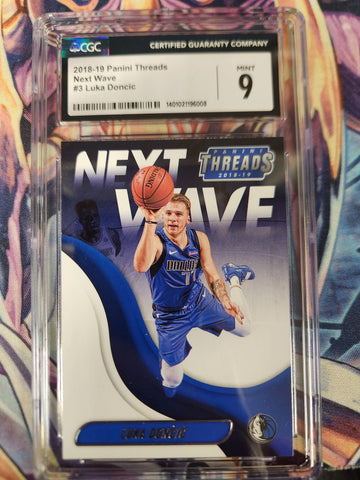 Luka Doncic 2018-19 Panini Threads Next Wave #3 RC (Rookie Card)(Graded CGC 9)