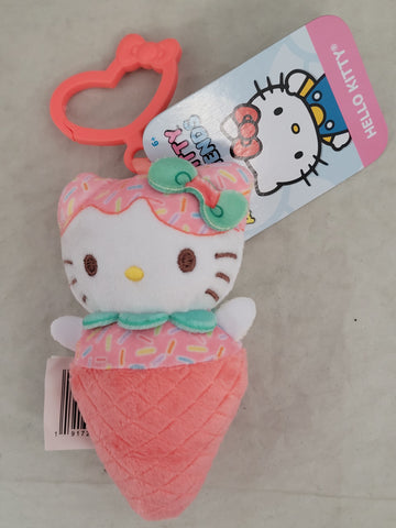 Hello Kitty Clip-On Plush - Hello Kitty Figure (Ice Cream Cone)