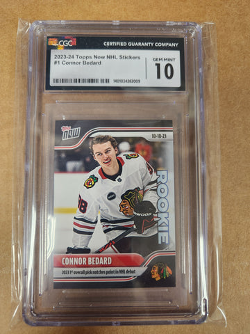 Connor Bedard - 2023-24 NHL TOPPS NOW - RC Rookie Sticker #1 (CGC Graded 10 Gem Mint)