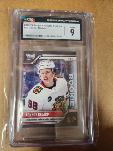 Connor Bedard - 2023-24 NHL TOPPS NOW - RC Rookie Sticker #52 (CGC Graded 9)