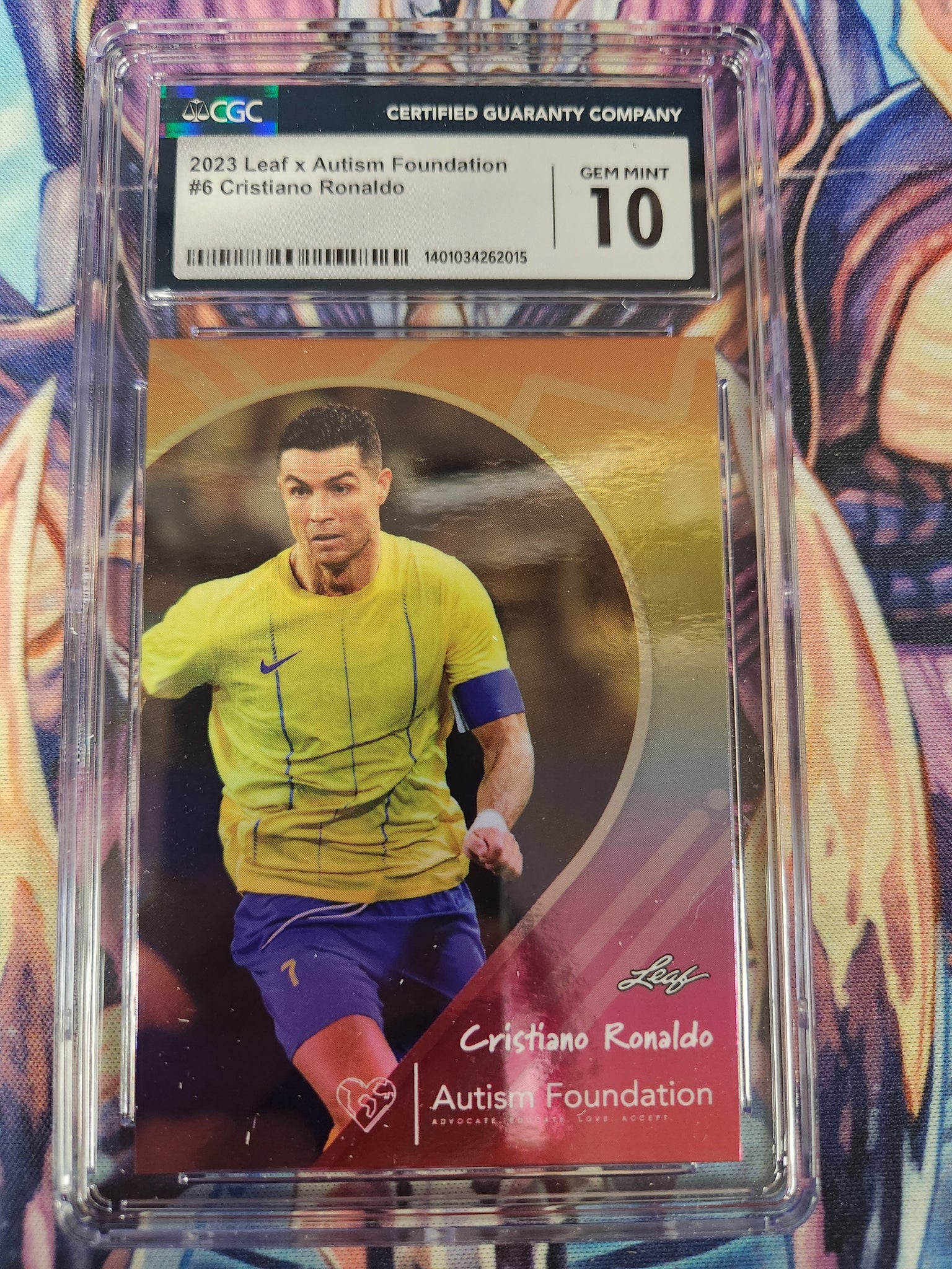 2023 Leaf X Autism Foundation /1000 Cristiano Ronaldo #6 (Al Nassr) (CGC Graded 10 GEM MINT)