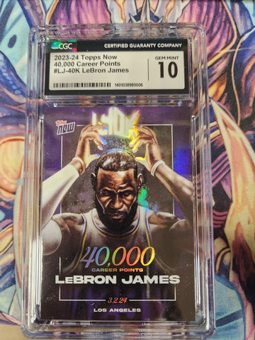 LeBron James - 2023-24 TOPPS NOW Basketball Card LJ-40K 40,000 Career Points - Print Run: 86,072 (CGC Graded 10 GEM MINT)