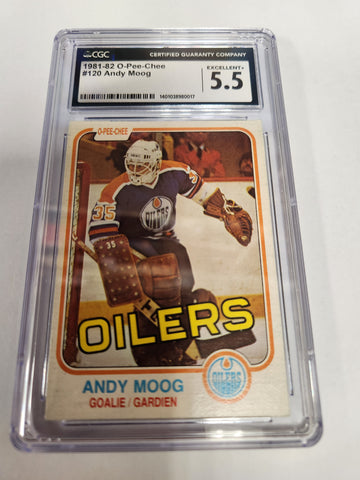 1981-82 O-Pee-Chee OPC Hockey #120 Andy Moog RC Rookie Card (CGC Graded 5.5)