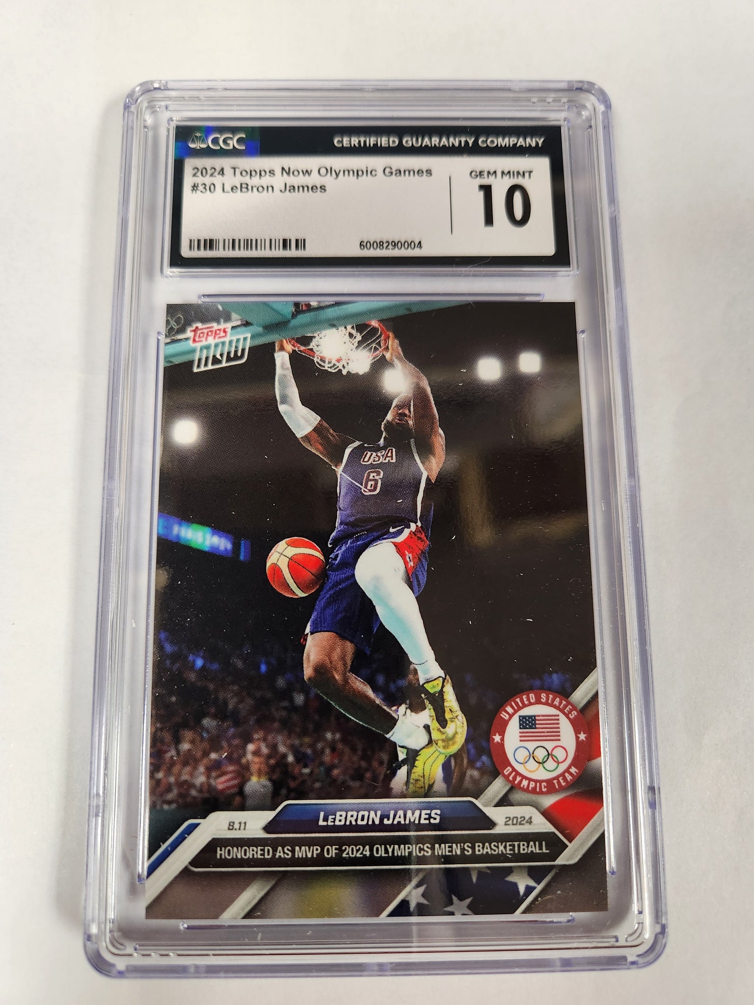 LeBron James - 2024 Olympic Games TOPPS NOW® Card #30 Men's Basketball Team USA (CGC Graded 10 GEM MINT)