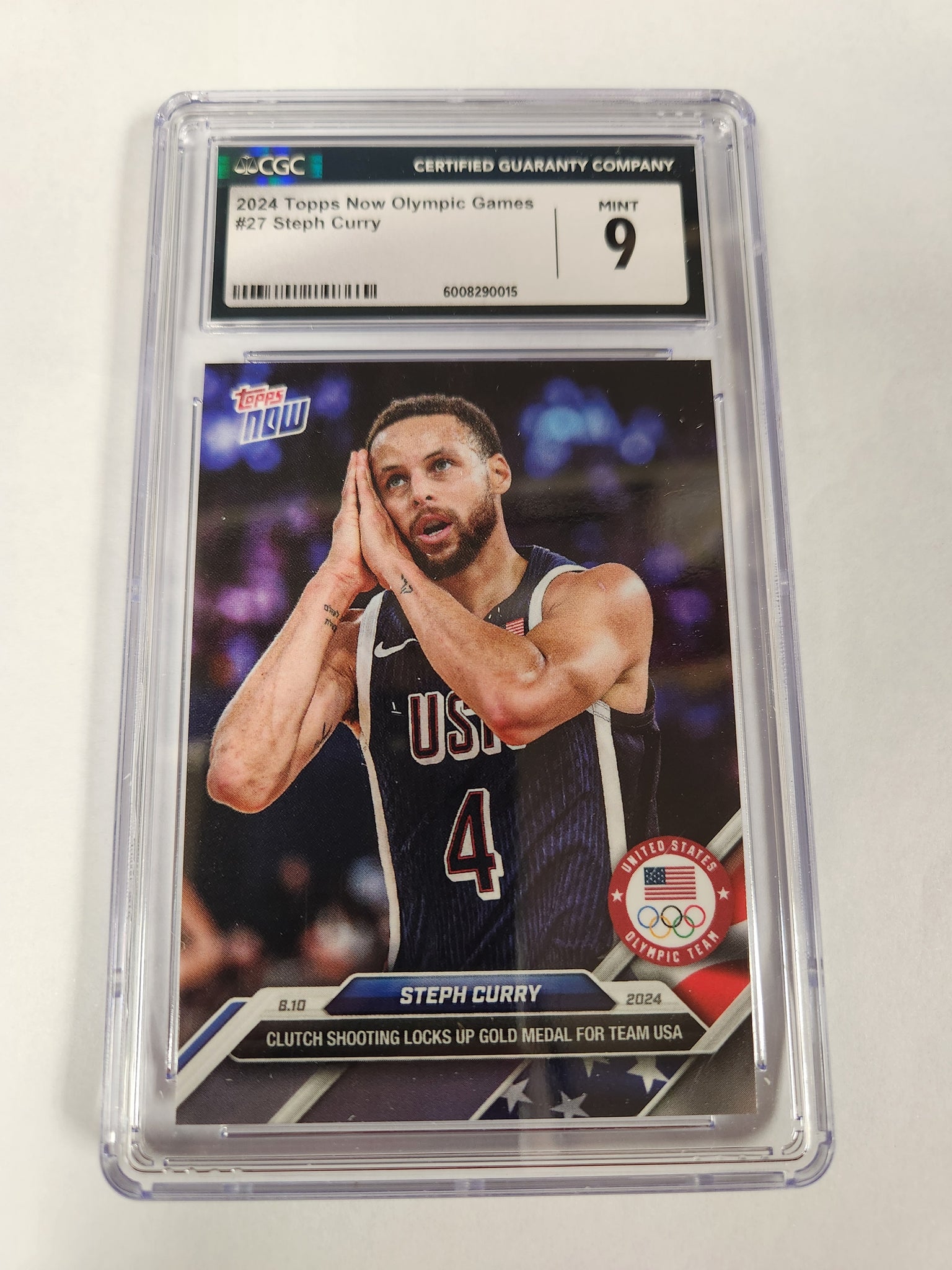 Stephen Curry - 2024 Olympic Games TOPPS NOW® Card #27 Men's Basketball Team USA (CGC Graded 9)