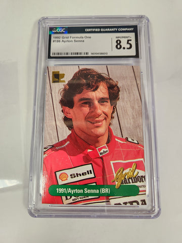 Ayrton Senna 1992 Grid Motorcard Formula 1 F1 Legend Brazil #186 McLaren - CGC Graded 8.5