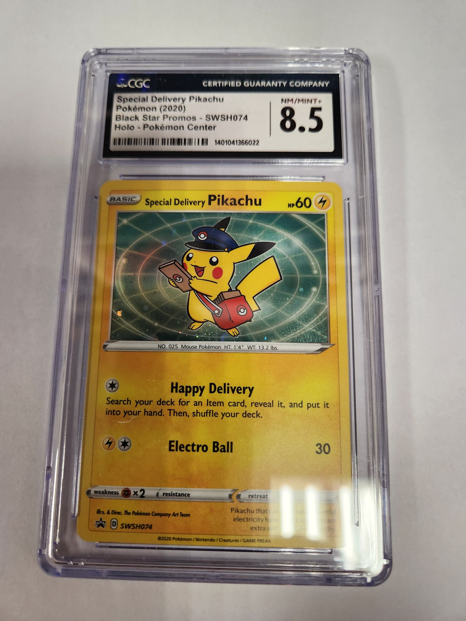 Special Delivery Pikachu - Pokemon (2020) - Black Star Promos - SWSH074 - Holo - Pokemon Center - CGC Graded 8.5