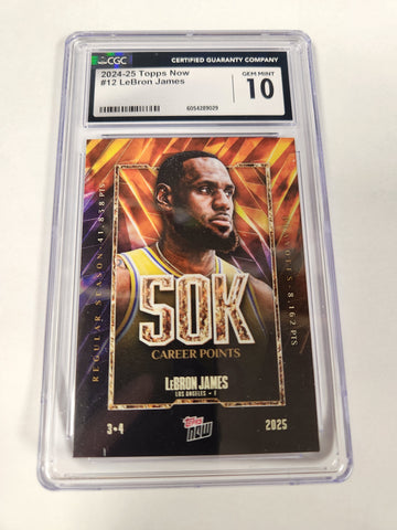 LeBron James - 2025 Topps NOW® Basketball Card #12 CGC Graded 10 GEM MINT