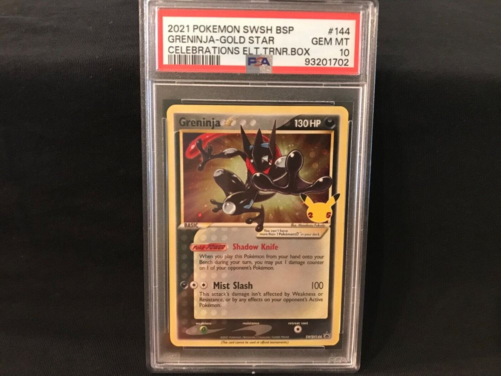 Pokémon 2021 Celebrations Black Star Promo Greninja Gold Star #144 Holo Graded PSA 10