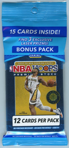 2019-20 Panini NBA Hoops Premium Stock Basketball Cello Fat Value Pack (12 Cards Per Pack)
