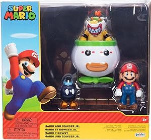 Super Mario - Mario & Bowser Jr Clown Car & Bob-Omb 2.5" Figure [Jakks Pacific]