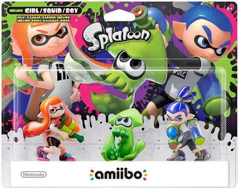 Nintendo Amiibo Splatoon - 3 Pack Inkling Girl (Orange) / Squid (Green) / Boy (Blue)
