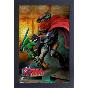 LOZ Ocarina of Time Link Vs. Ganondorf 11″X17″ Framed Print [Pyramid America]