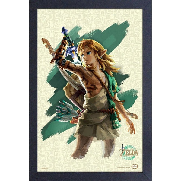 The Legend of Zelda: Tears of the Kingdom Link With Sword 11″ X 17″ Framed Print