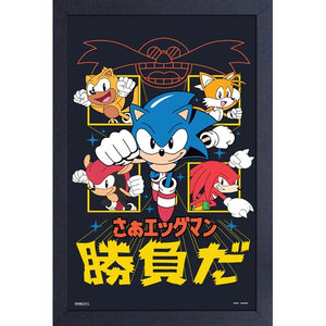 Sonic the Hedgehog Character Group Japanese 11″ X 17″ Framed Print