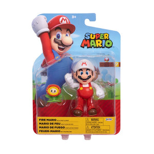 Super Mario - Fire Mario with Fire Flower 4" Figure [Jakks Pacific]