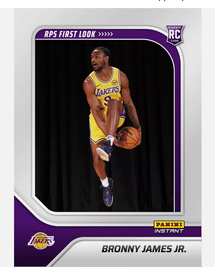 2024-25 Panini Instant NBA #RPS-43 Bronny James "RPS First Look" Los Angeles Lakers RC (Rookie Card) 1 of 1704