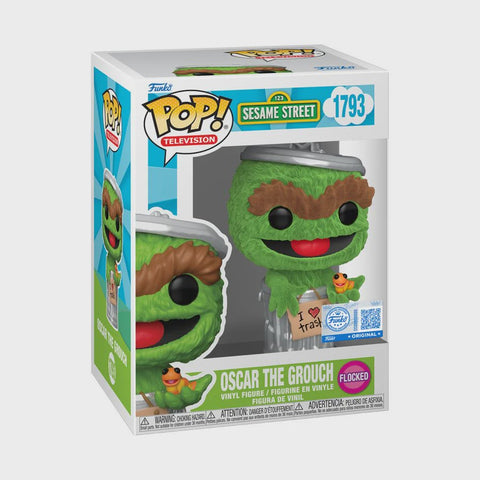 Funko POP! Television: 123 Sesame Street - Oscar the Grouch (Flocked) #1793 Exclusive Vinyl Figure