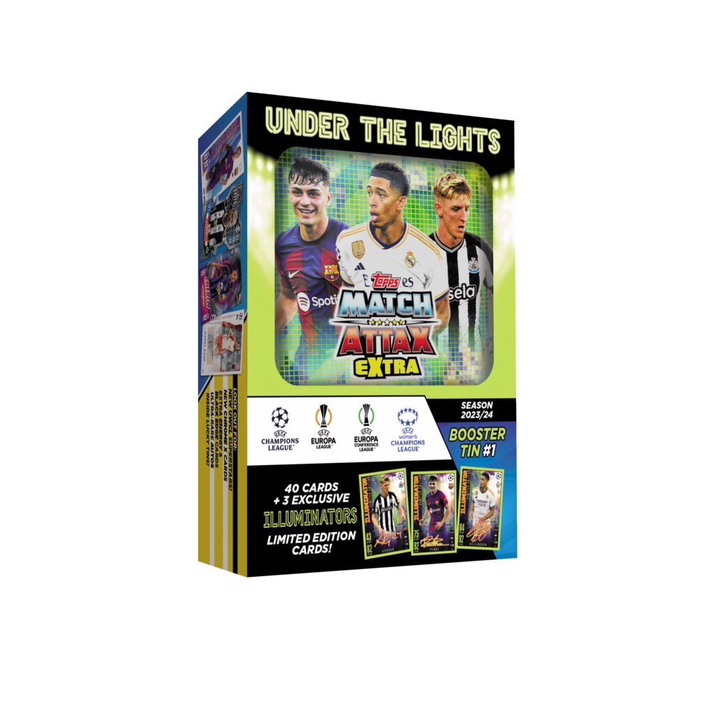 2023-24 Topps Match Attax Extra UEFA Champions League Cards Booster Mini Tin #1 - Illuminators (40 Cards + 3 LE)