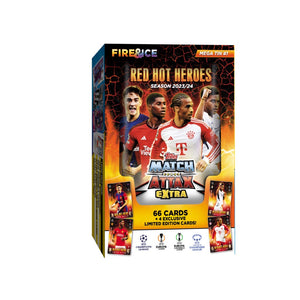 2023-24 Topps Match Attax Extra UEFA Champions League Cards Fire & Ice Mega Tin #1 - Red Hot Heroes (66 Cards + 4 LE)