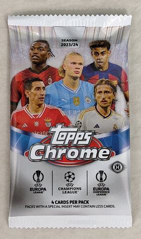 2023-24 Topps Chrome UEFA Club Competitions Soccer Hobby Pack (4 Cards Per Pack)