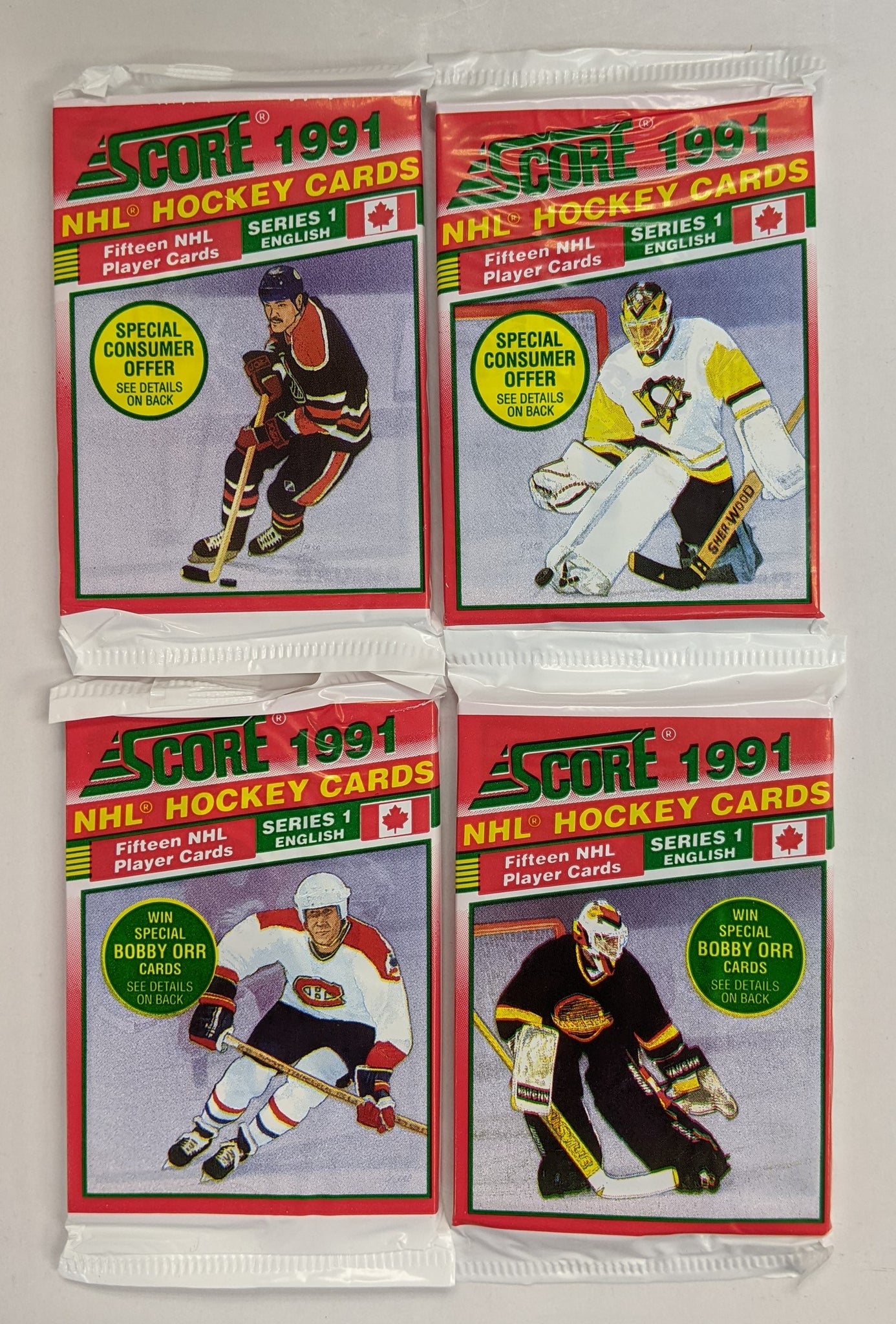 1991-92 Score Series 1 Hockey English Edition Wax Pack (15 Cards Per Pack, 1 Randomly Selected)