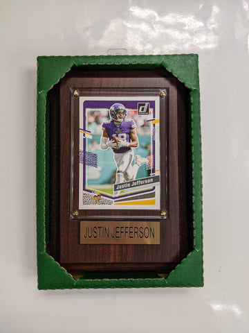 NFL Plaque with card 4x6 Minnesota Vikings - Justin Jefferson (Randomly Selected, May Not Be Pictured)
