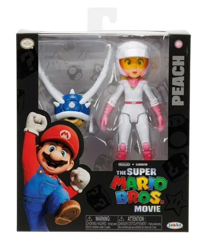 Super Mario Bros. Movie Peach Racing Outfit Figure With Winged Blue Shell [Jakks Pacific]