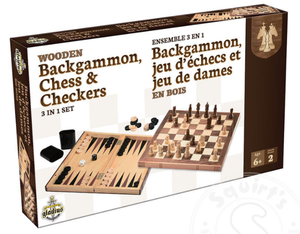 Wooden Backgammon, Chess & Checkers